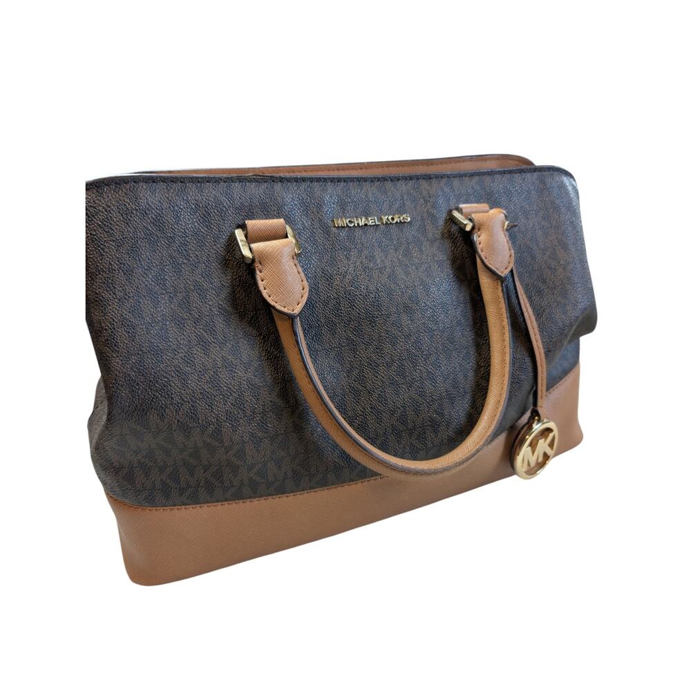 Michael Kors Signature Savannah Large Satchel Brown Acorn Gold Womens Handbag